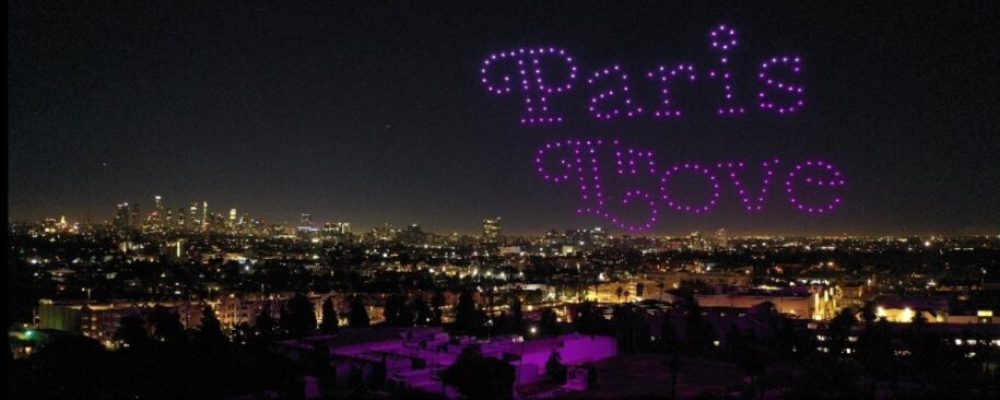 “Paris In Love” Drone Light Show – A spectacular display over Hollywood in Los Angeles, California