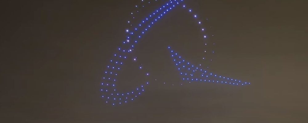 Boeing drone show Lights up Huntington Beach, California